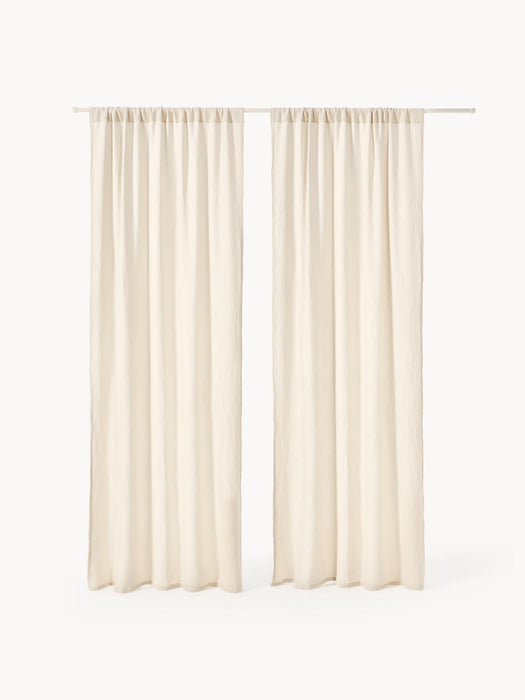 Malvina Sheer Muslin Rod Pocket Curtains, Set of 2, W 130 cm