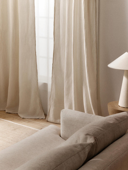 Malvina Sheer Muslin Rod Pocket Curtains, Set of 2, W 130 cm