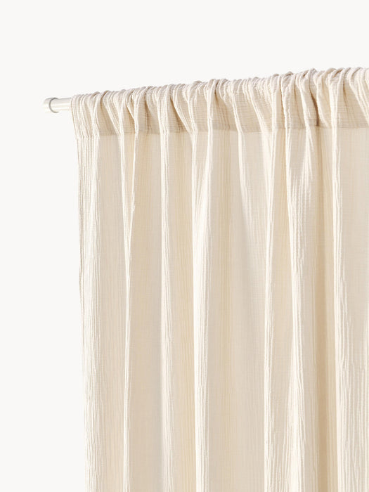 Malvina Sheer Muslin Rod Pocket Curtains, Set of 2, W 130 cm