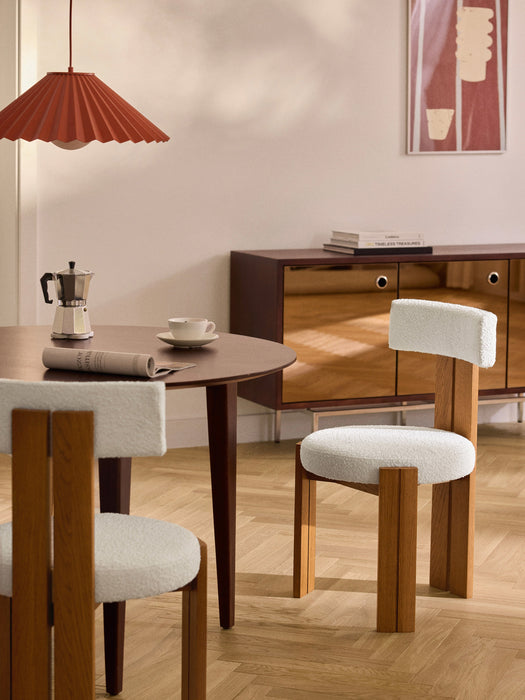 Wooden Dining Chair Katya with Boucl Upholstery