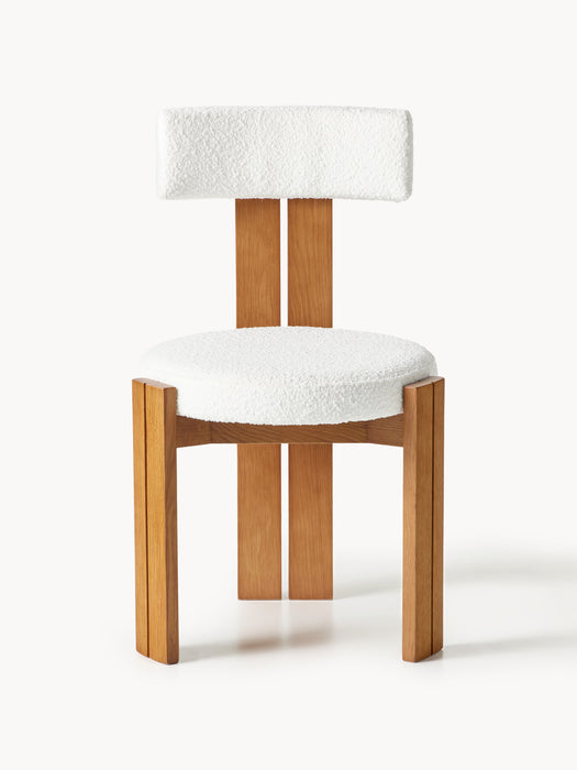 Wooden Dining Chair Katya with Boucl Upholstery