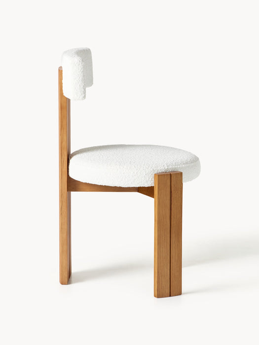 Wooden Dining Chair Katya with Boucl Upholstery