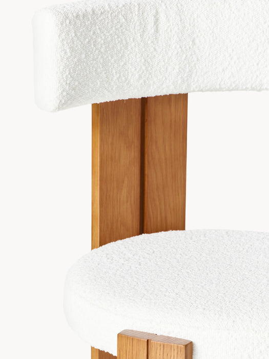 Wooden Dining Chair Katya with Boucl Upholstery