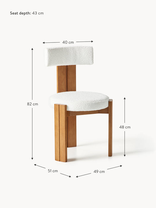 Wooden Dining Chair Katya with Boucl Upholstery