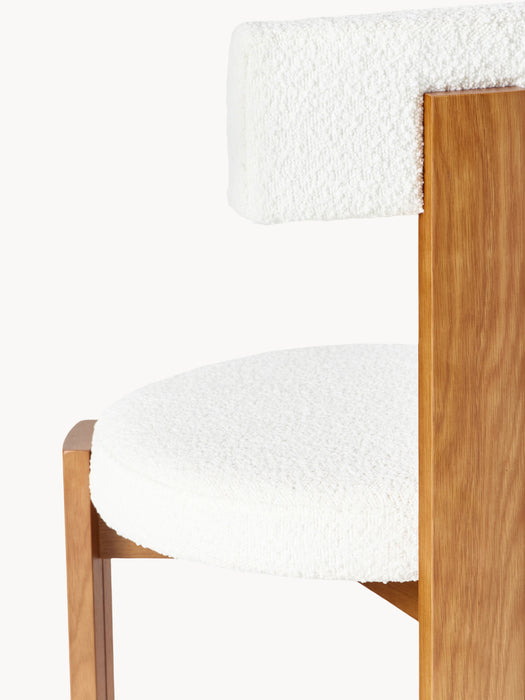 Wooden Dining Chair Katya with Boucl Upholstery