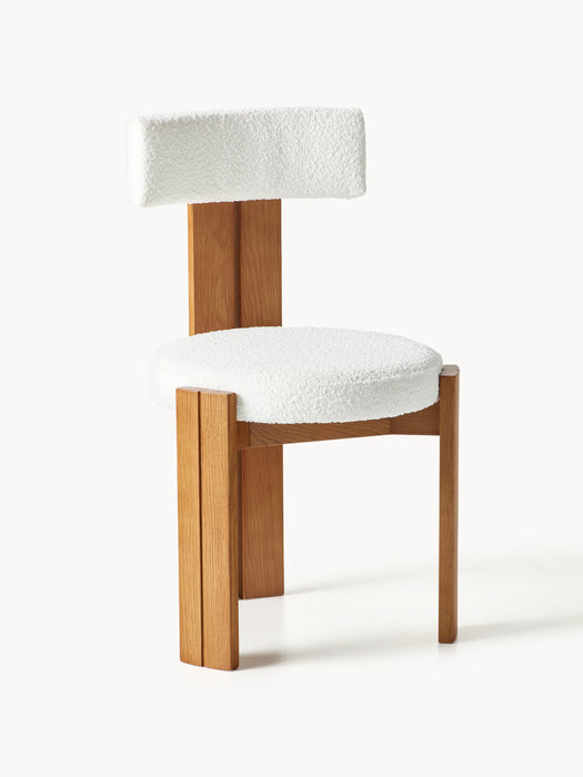 Wooden Dining Chair Katya with Boucl Upholstery