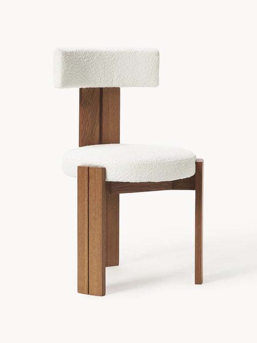Wooden Dining Chair Katya with Boucl Upholstery