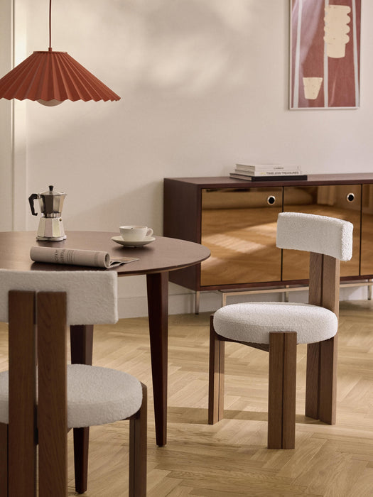 Wooden Dining Chair Katya with Boucl Upholstery