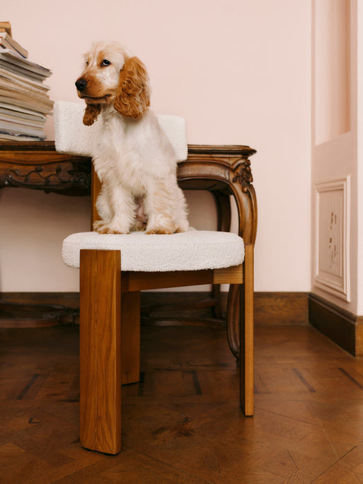 Wooden Dining Chair Katya with Boucl Upholstery
