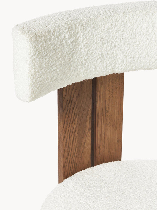 Wooden Dining Chair Katya with Boucl Upholstery