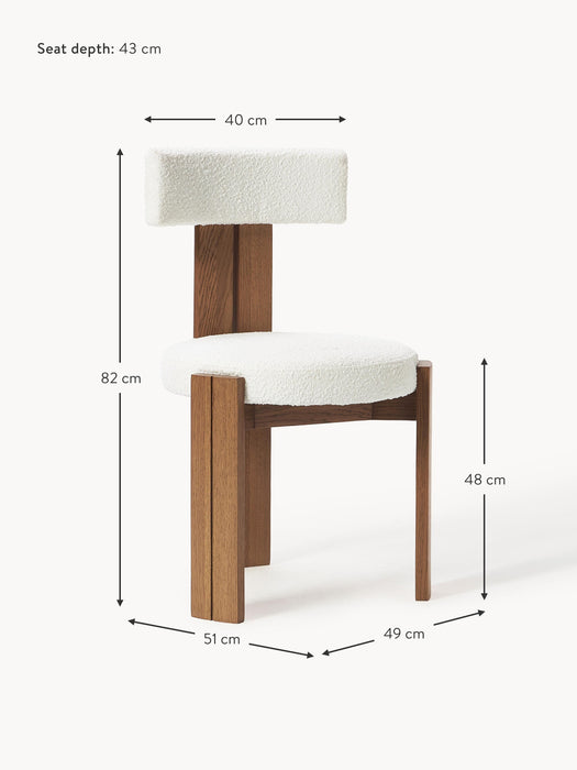 Wooden Dining Chair Katya with Boucl Upholstery