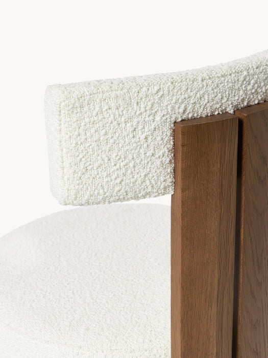 Wooden Dining Chair Katya with Boucl Upholstery