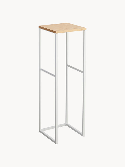 Narrow Metal and Bamboo Wood Shelf Tower