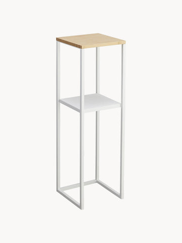 Narrow Metal and Bamboo Wood Shelf Tower