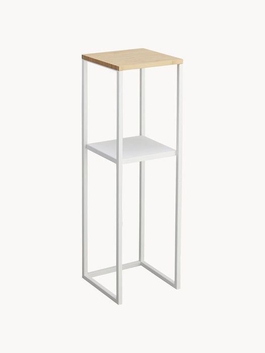 Narrow Metal and Bamboo Wood Shelf Tower
