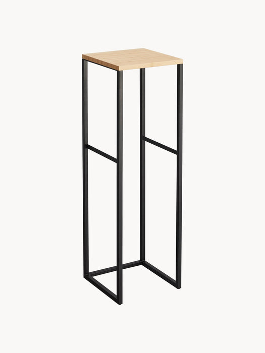 Narrow Metal and Bamboo Wood Shelf Tower