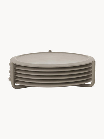 Plain Silicone Coasters with Stand, Set of 6