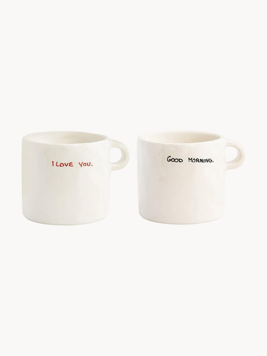Hand-Painted Mugs Perfect Morning Set of 2