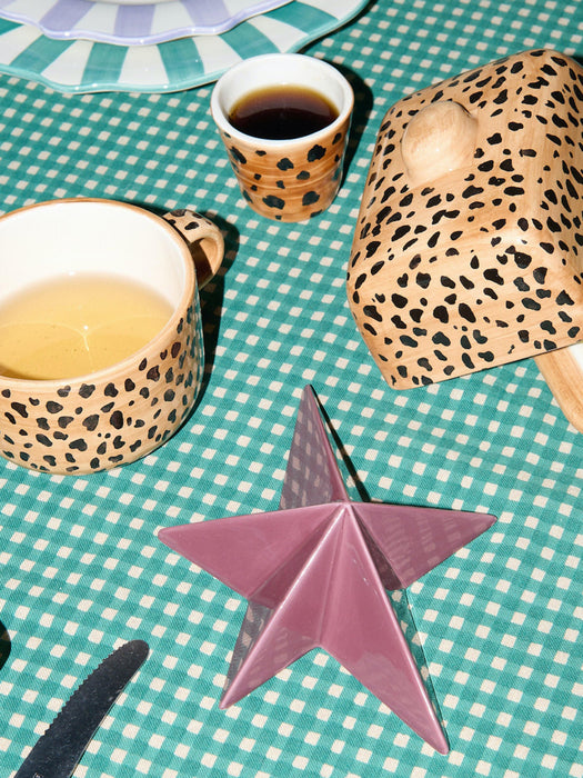 Hand-Painted Espresso Cups Leopard Set of 2