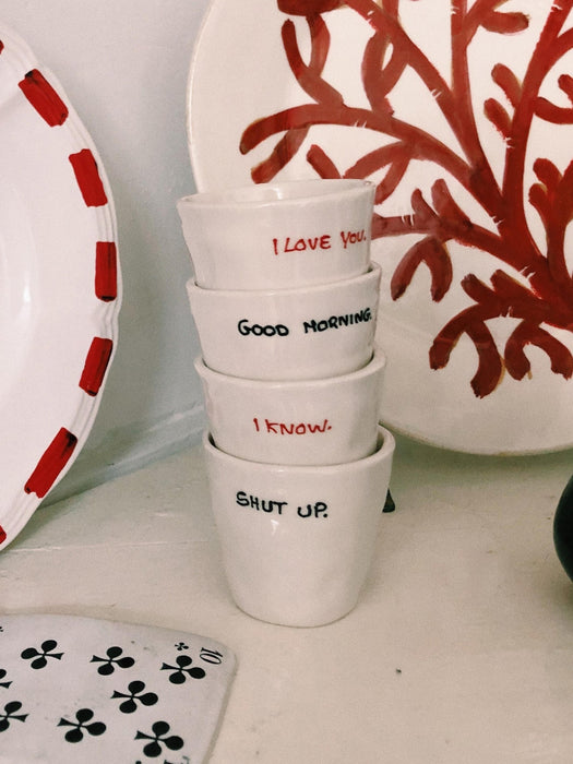 Hand-Painted Espresso Cup Good Morning