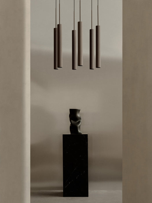 Small Pendant Light Tubulaire with Ribbed Surface H 48 cm