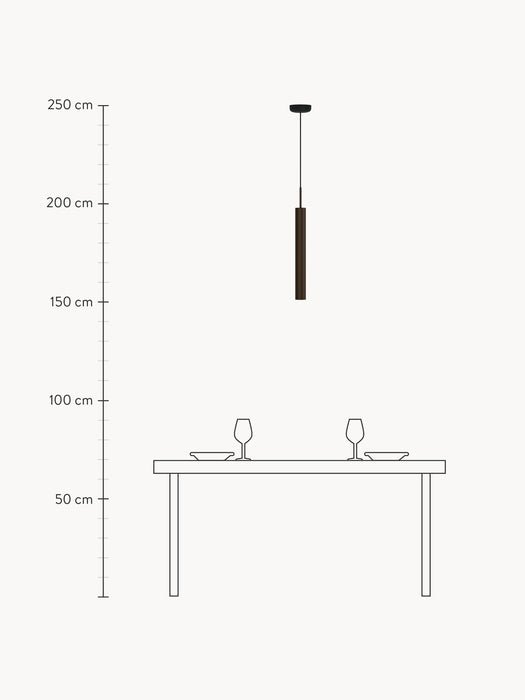 Small Pendant Light Tubulaire with Ribbed Surface H 48 cm
