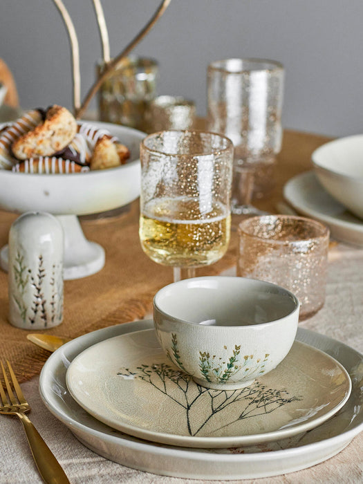 Handmade Breakfast Set Bea with Grass Motif, 4 People, Set of 12