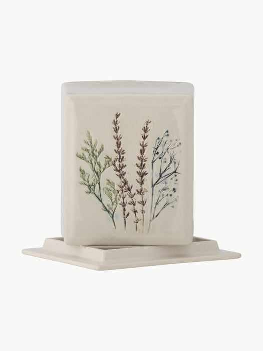 Handmade Butter Dish Bea with Grass Motif