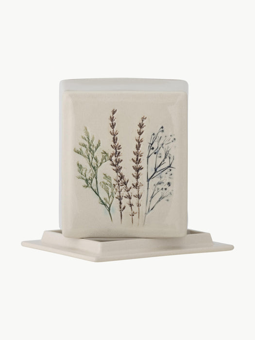 Handmade Butter Dish Bea with Grass Motif