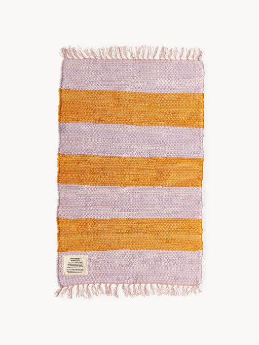 Hand-Woven Cotton Rug Chindi with Fringes