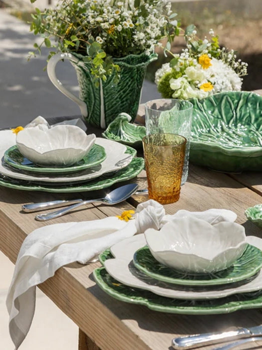 Hand-painted Serving Bowls Cabbage Set of 2