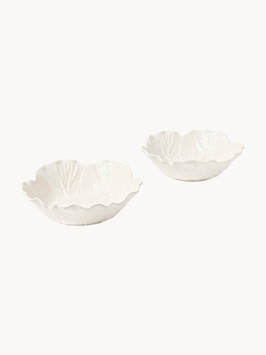 Hand-painted Serving Bowls Cabbage Set of 2