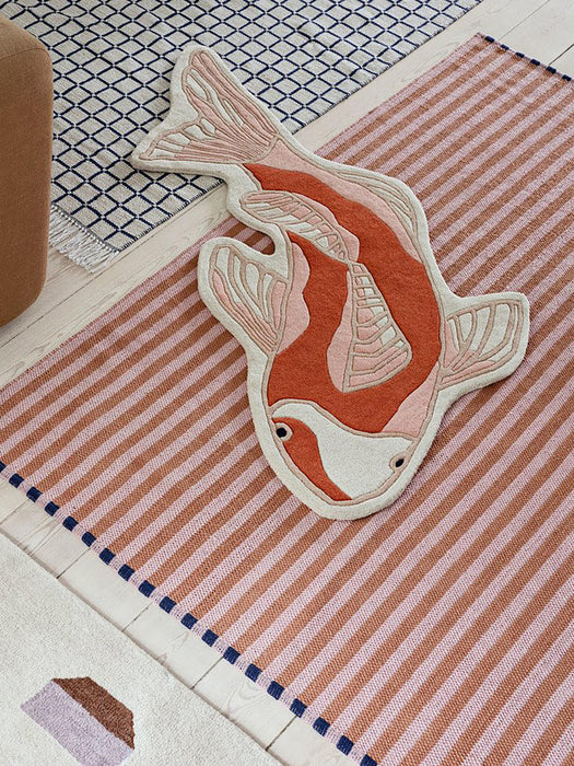 Wool Rug Koi in Organic Shape