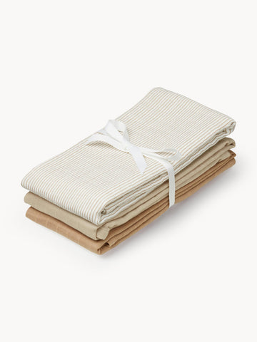 Camel Cotton Muslin Cloths, Set of 3