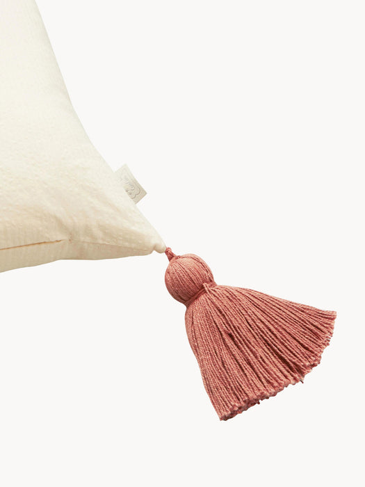 Bows Organic Cotton Cushion with Tassels