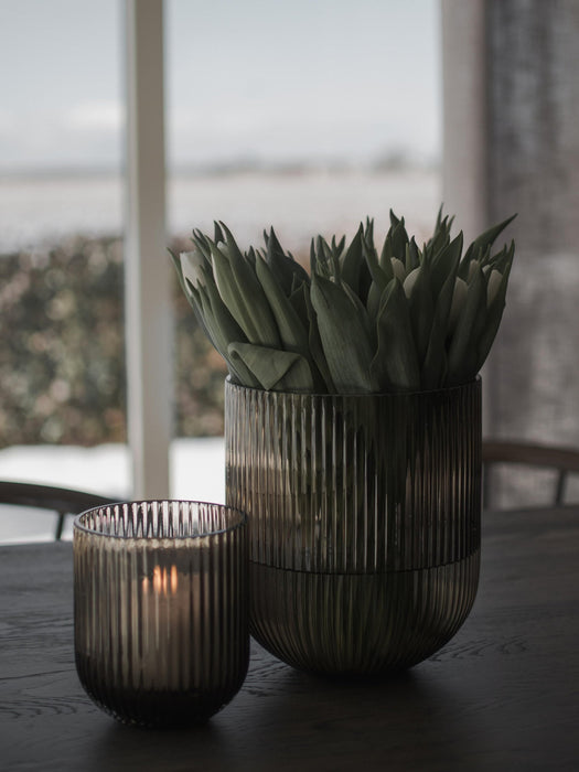 Glass Vase Simple Stripe, H 14 cm