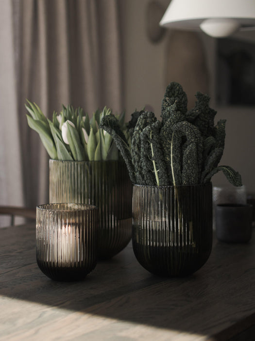 Glass Vase Simple Stripe, H 18 cm
