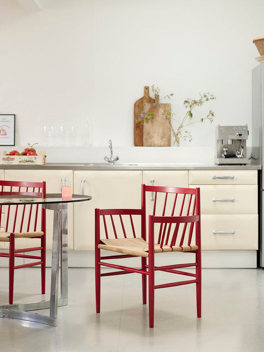 Handwoven Beech Wood Dining Chair J81 with Armrests