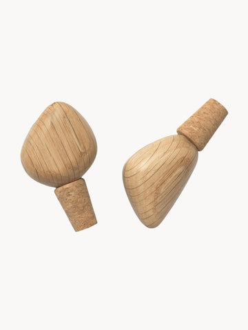 Cairn Oak Wood Wine Stoppers, Set of 2
