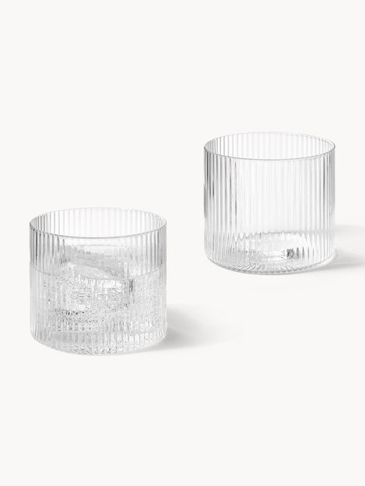 Mouth-Blown Tumblers Ripple with Embossed Pattern Set of 4 200 ml