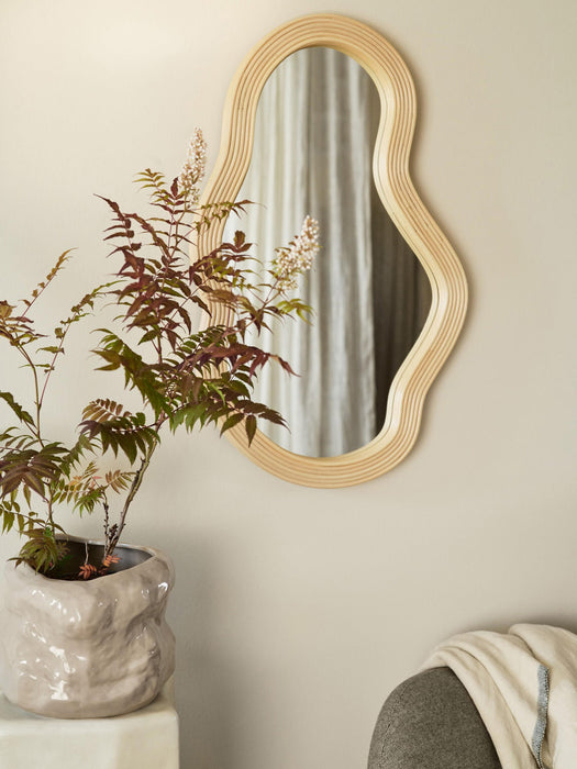 Pond Handmade Rattan Wall Mirror in an Organic Shape