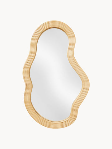 Pond Handmade Rattan Wall Mirror in an Organic Shape