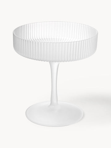 Ripple Mouth-Blown Champagne Saucers with Embossed Pattern, Set of 2