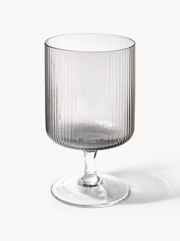 Ripple Mouth-Blown Wine Glasses with Embossed Pattern, Set of 2