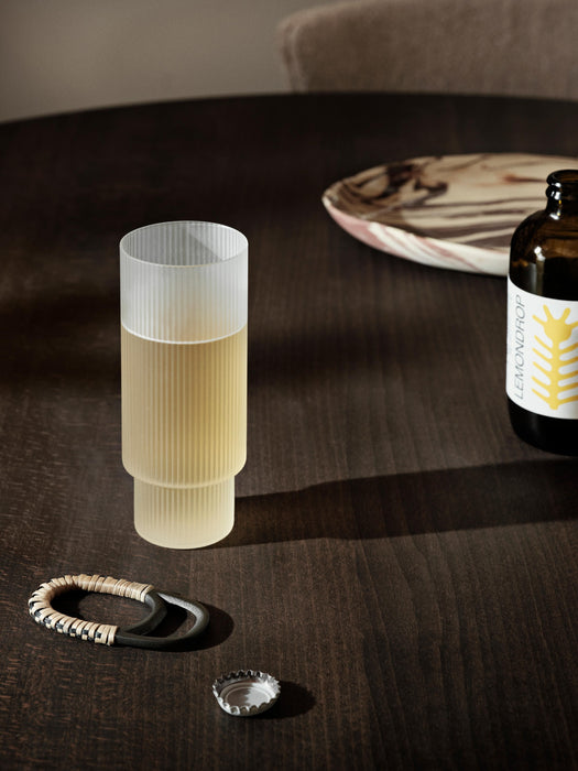 Mouth-Blown Highball Glasses Ripple with Embossed Pattern Set of 4 300 ml