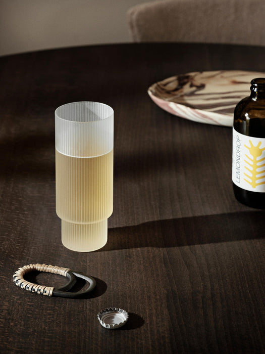 Ripple Mouth-Blown Highball Glasses with Embossed Pattern, Set of 4, 300 ml