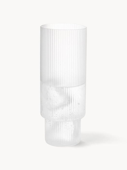 Ripple Mouth-Blown Highball Glasses with Embossed Pattern, Set of 4, 300 ml