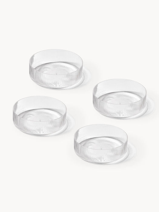 Ripple Mouth-Blown Serving Bowls with A Grooved Structure, Set of 4