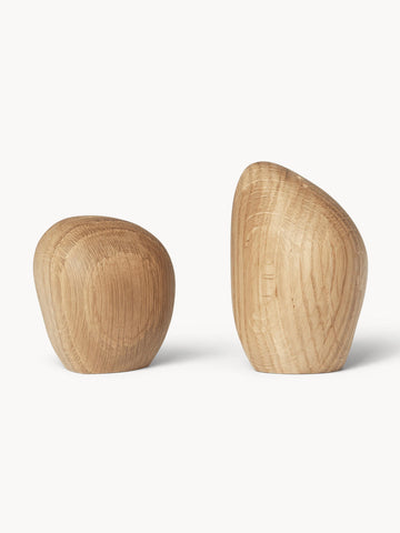 Cairn Oak Wood Salt and Pepper Shakers, Set of 2