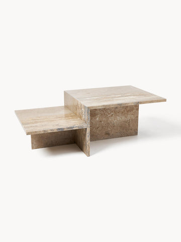 Distinct Travertine Coffee Table with Two Table Tops